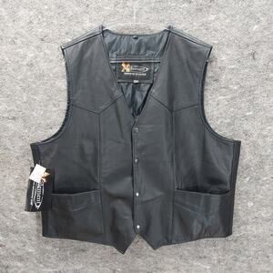 Xelement Motorcycle Gear Vest Men's Black Leather 5XL B-210HA NWT Biker Grunge